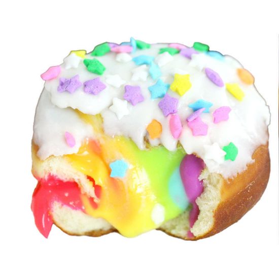 Picture of Unicorn and rainbow cream filled doughnut