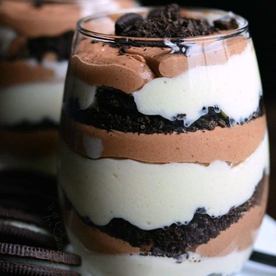 Picture of Chocolate and vanilla layered mousse